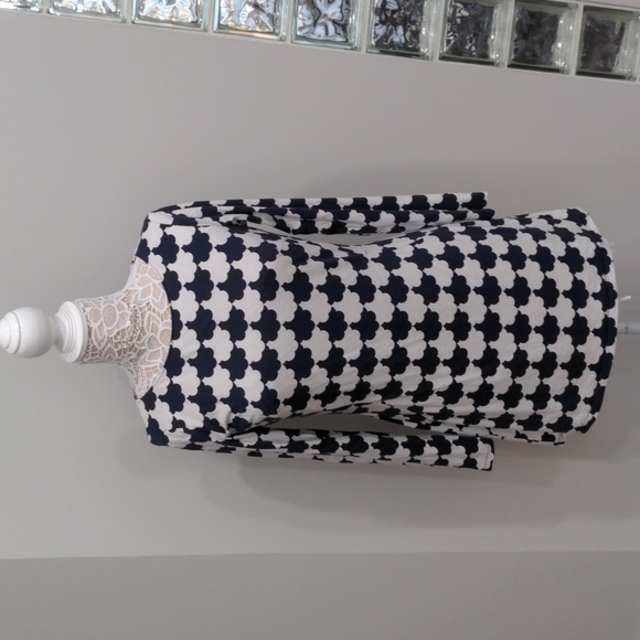 BODEN Cotton 3/4 Blue & White Scallop Pattern Dress  6R - Picture 1 of 8